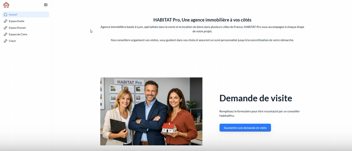 Page d’accueil de l’outil HABITAT Pro, telle qu’elle apparaît dans la vidéo de prise en main